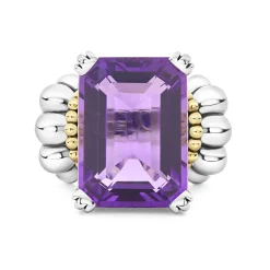 Extra Large Emerald-Cut Amethyst Ring