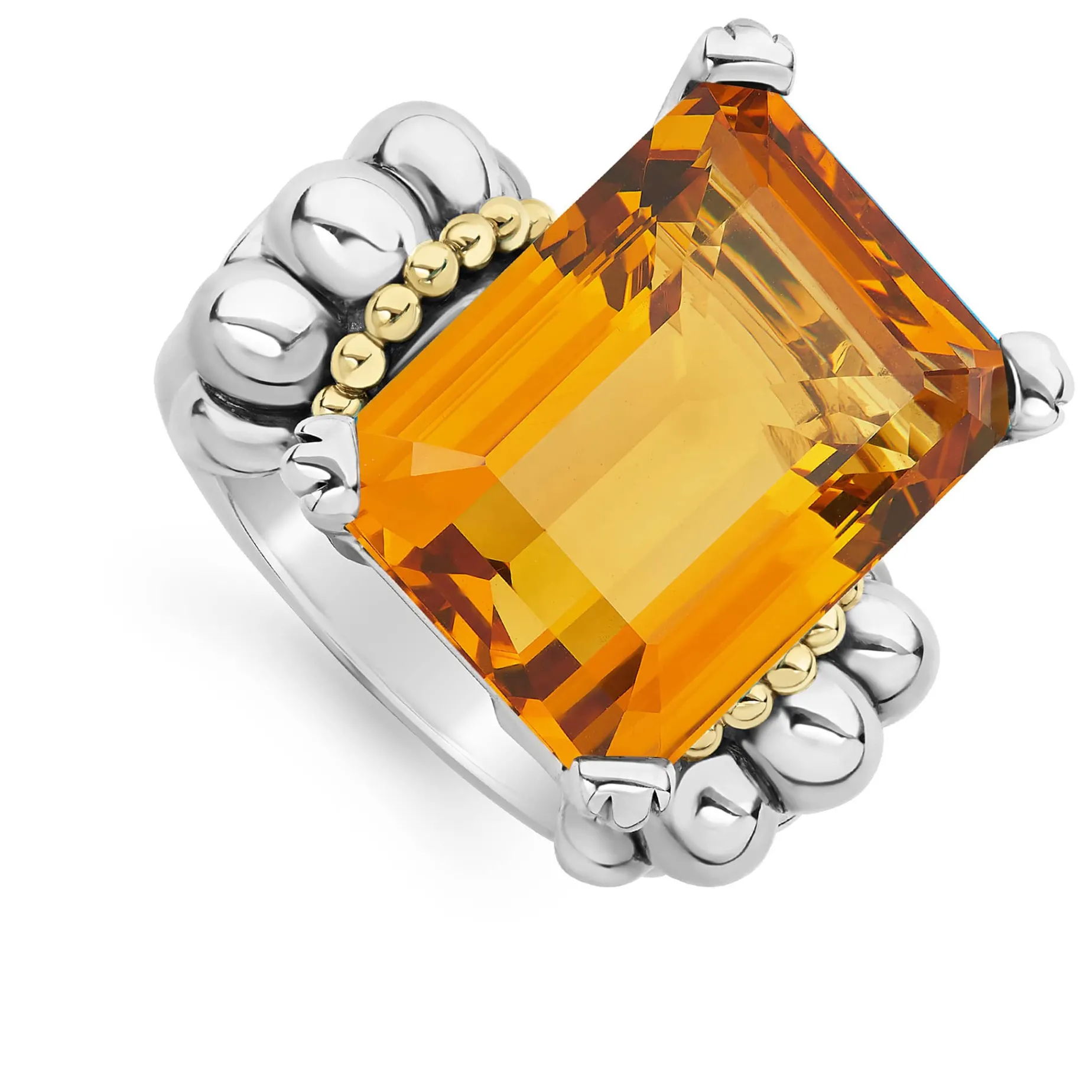 Extra Large Emerald-Cut Citrine Ring