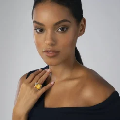 Extra Large Emerald-Cut Citrine Ring
