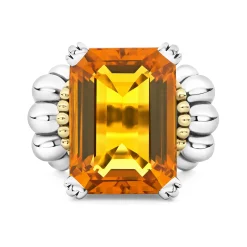 Extra Large Emerald-Cut Citrine Ring