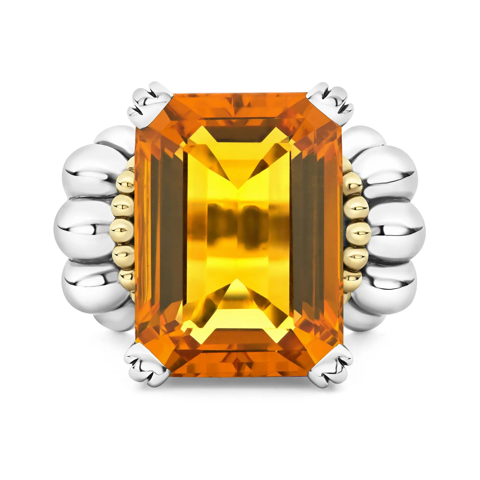 Extra Large Emerald-Cut Citrine Ring