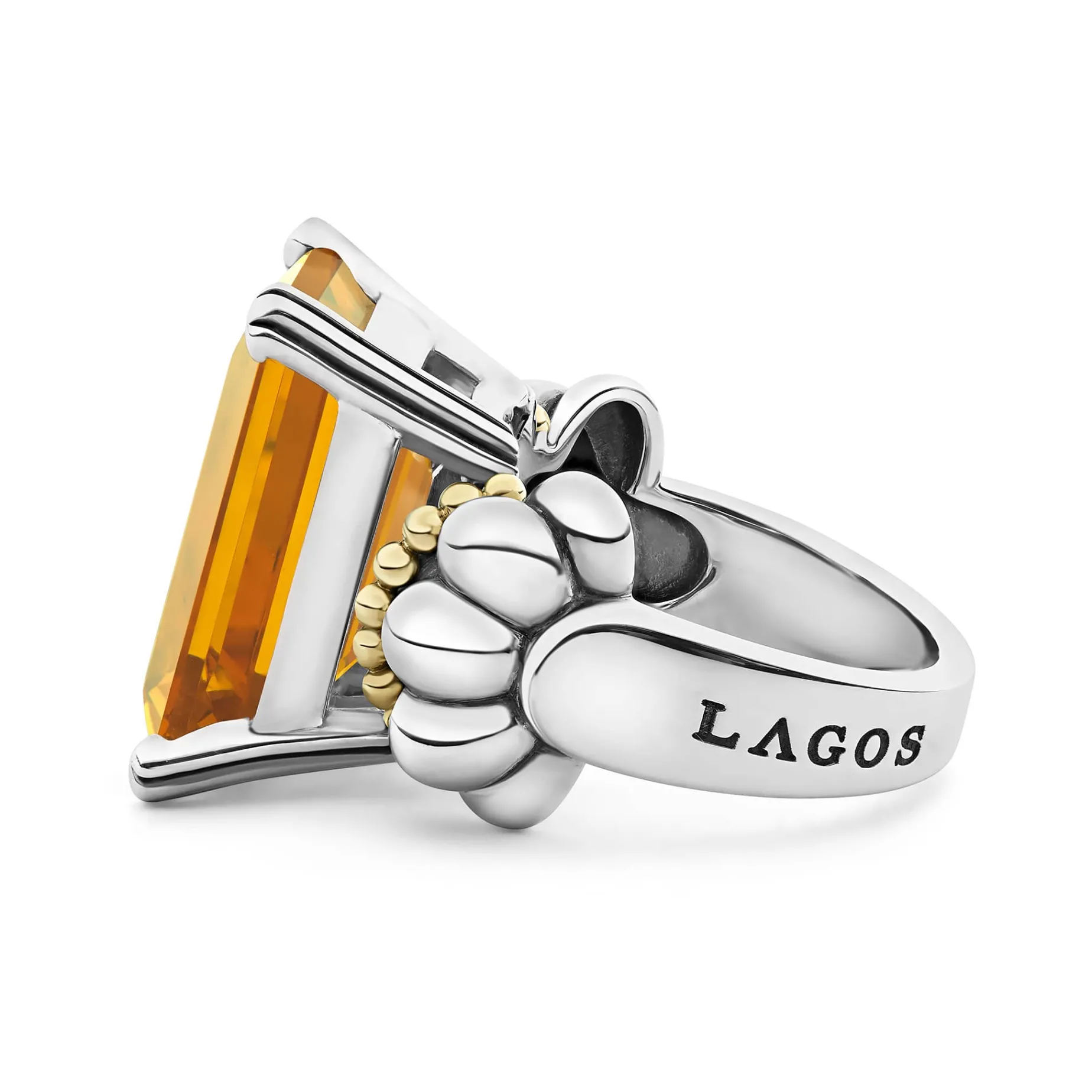 Extra Large Emerald-Cut Citrine Ring