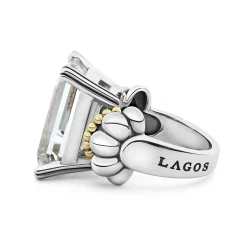 Extra Large Emerald-Cut White Topaz Ring