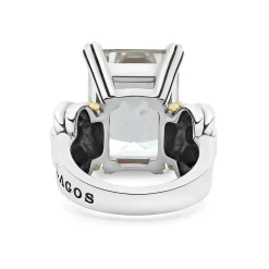 Extra Large Emerald-Cut White Topaz Ring