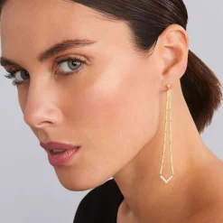 Extra Long Superfine Diamond Drop Earrings