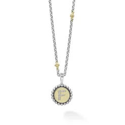 F Initial Diamond Charm Necklace