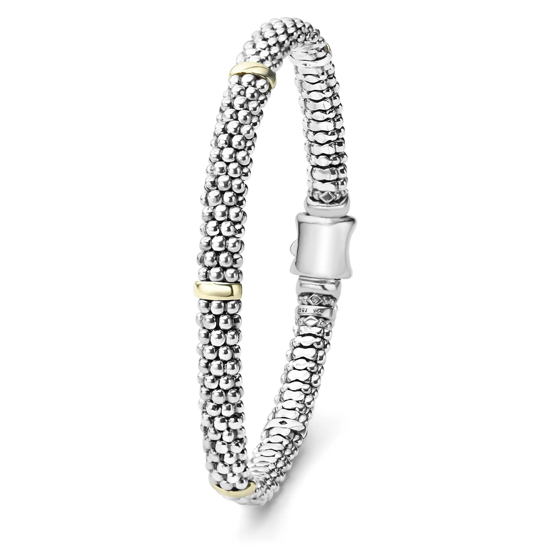 Five Gold Station Caviar Bracelet | 6mm