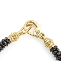 Five Large 18K Gold Station Ceramic Beaded Bracelet | 5mm