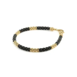 Five Large 18K Gold Station Ceramic Beaded Bracelet | 5mm