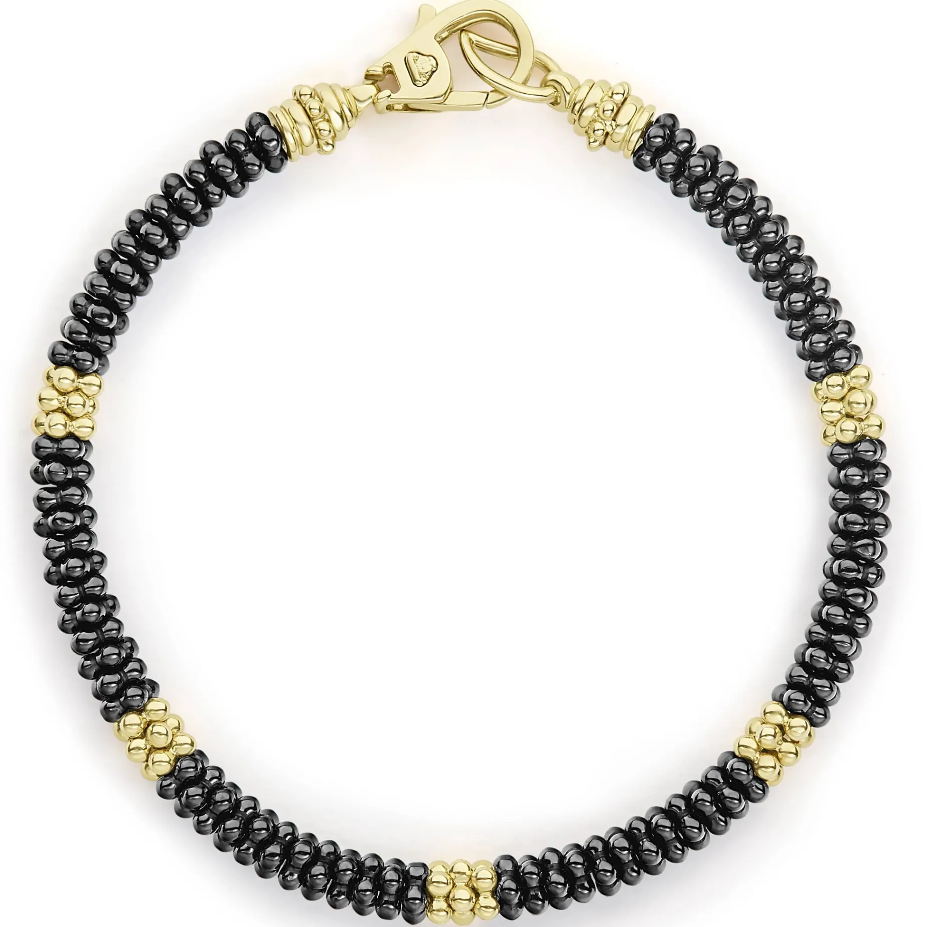 Five Small 18K Gold Station Ceramic Beaded Bracelet | 5mm