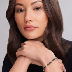Five Small 18K Gold Station Ceramic Beaded Bracelet | 5mm