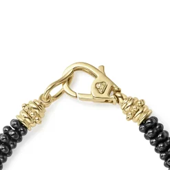 Five Small 18K Gold Station Ceramic Beaded Bracelet | 5mm