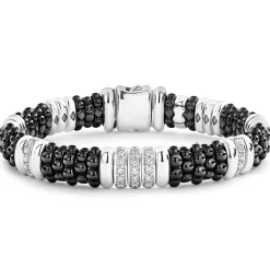 Five Station Ceramic Diamond Bracelet | 9mm