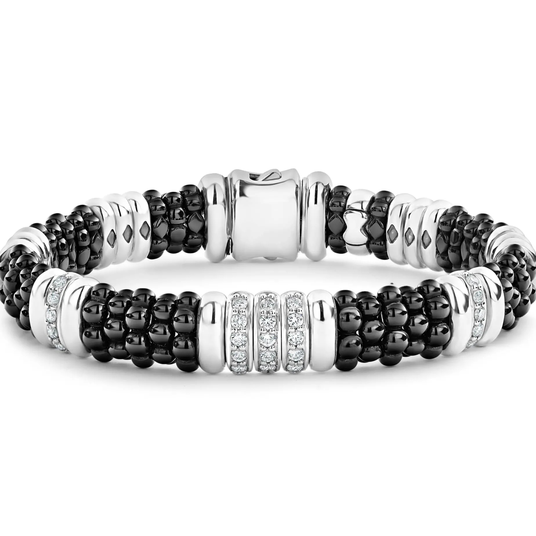 Five Station Ceramic Diamond Bracelet | 9mm