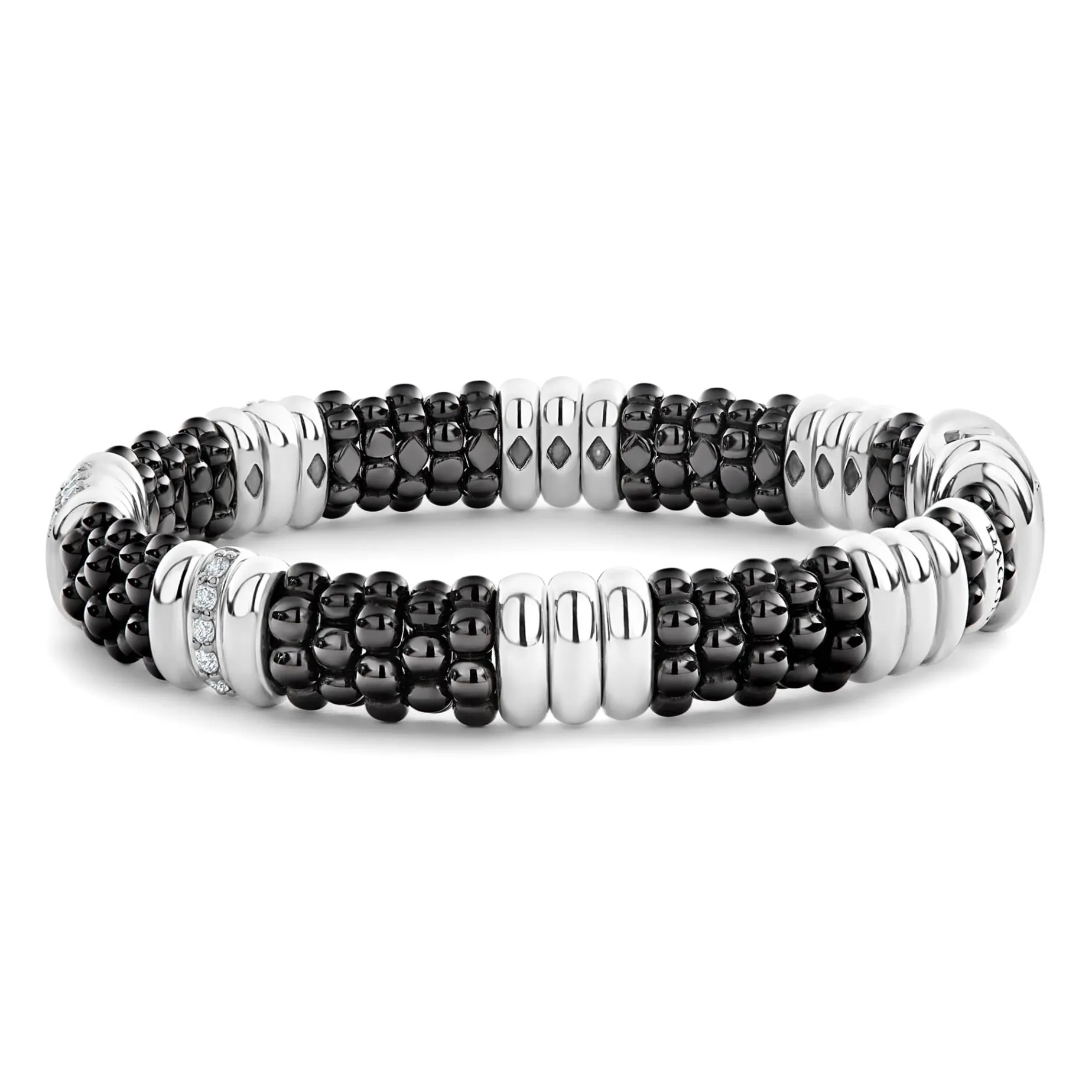 Five Station Ceramic Diamond Bracelet | 9mm