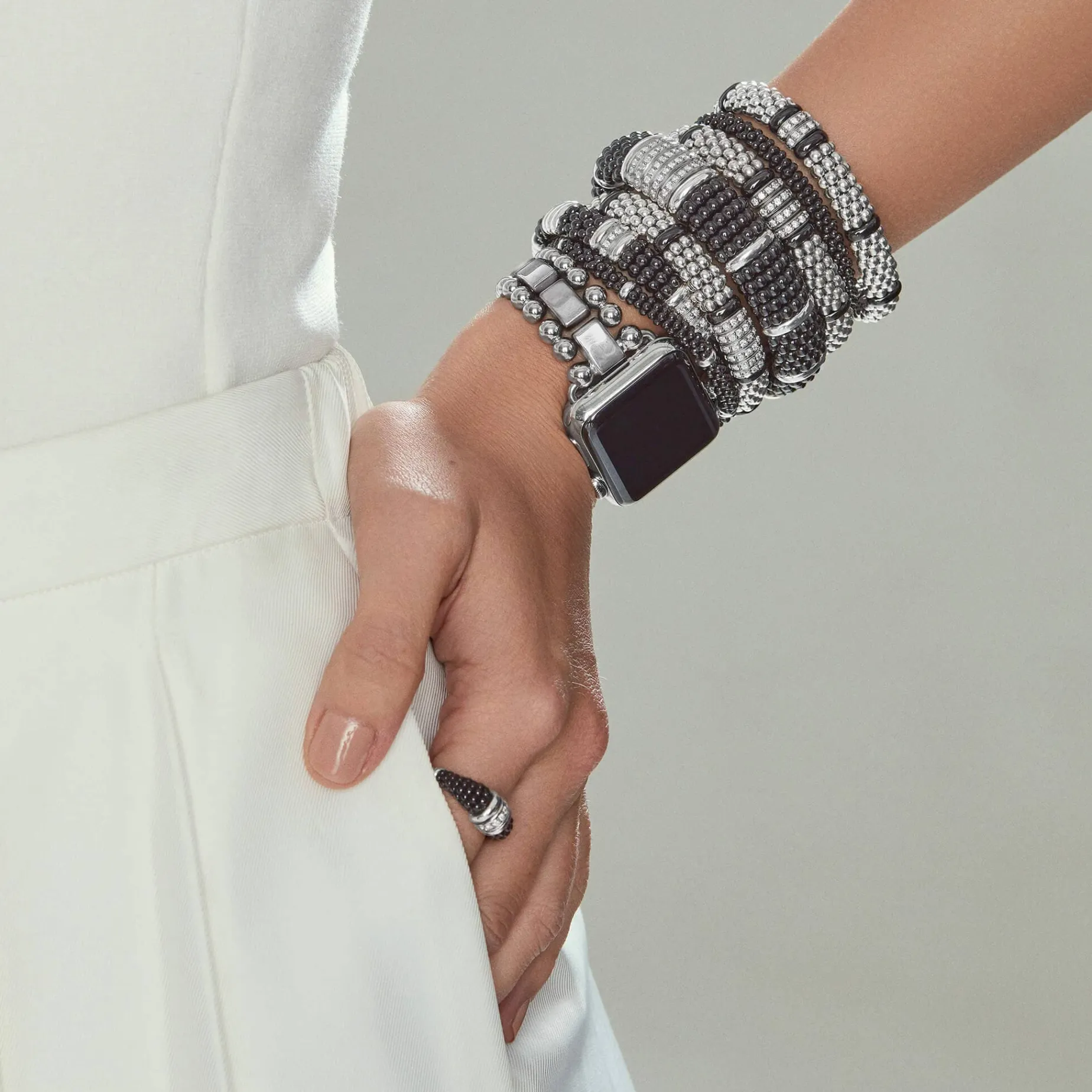 Five Station Ceramic Diamond Bracelet | 9mm