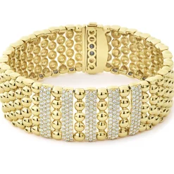 Five Station 18K Gold Diamond Bracelet | 20mm