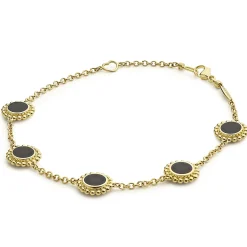 Five Station Round Onyx Bracelet