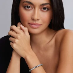 Five Station Silver Eagle Eye Bead Bracelet