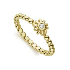 Fluted Flower Diamond Ring