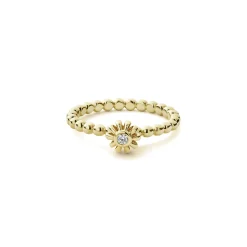 Fluted Flower Diamond Ring