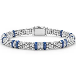 Four Station Diamond Caviar Bracelet | 6mm