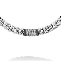 Four Station Diamond Caviar Necklace