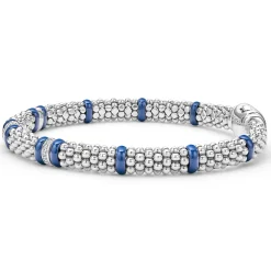 Four Station Diamond Caviar Bracelet | 6mm