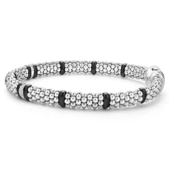 Four Station Diamond Caviar Bracelet | 6mm