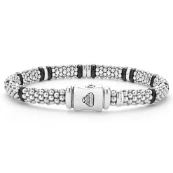 Four Station Diamond Caviar Bracelet | 6mm