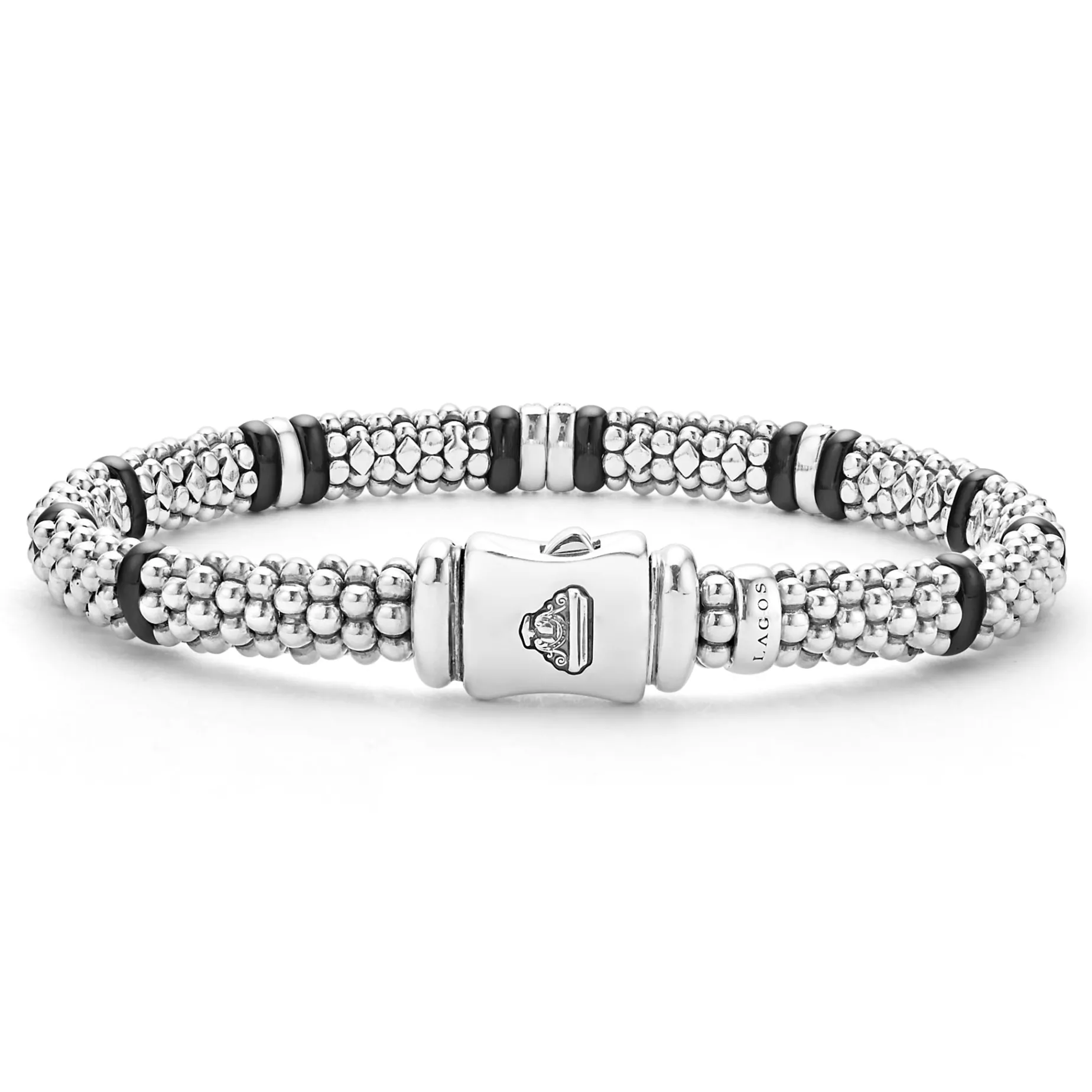 Four Station Diamond Caviar Bracelet | 6mm