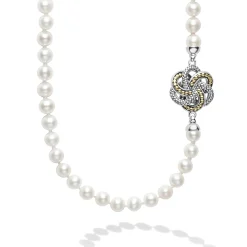 Four Station Love Knot Pearl Necklace