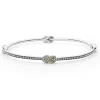 Four Station Two-Tone Knot Diamond Bangle Bracelet
