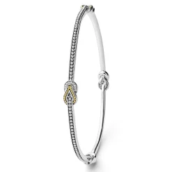 Four Station Two-Tone Knot Diamond Bangle Bracelet