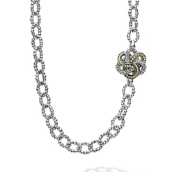 Four Station Two-Tone Love Knot Necklace