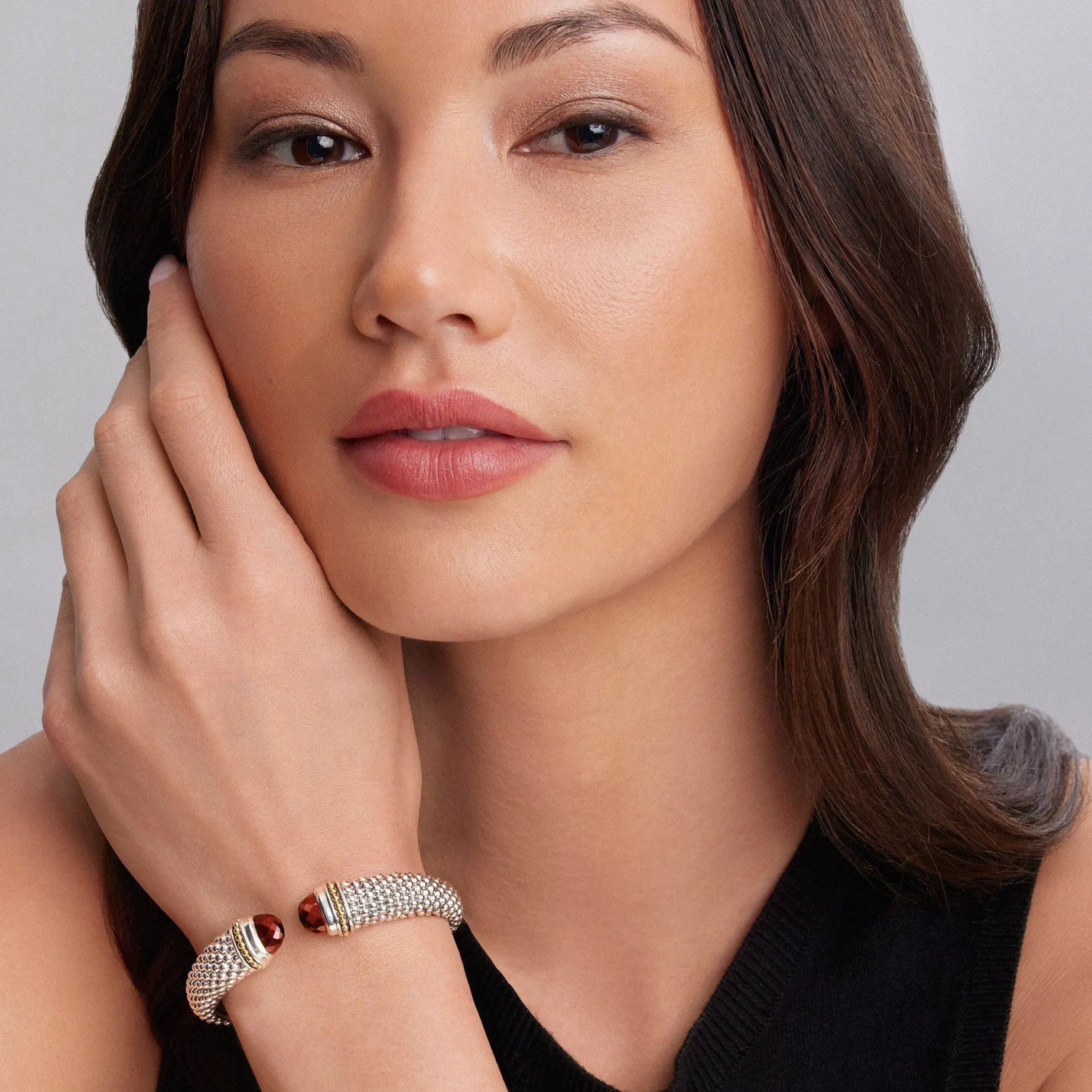 Garnet Cuff Bracelet | 12mm