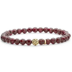 Garnet Gold Station Bead Bracelet