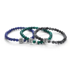 Gemstone Skull Stretch Bracelet Gift Set