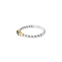 Green Tourmaline Stacking Ring with Diamonds