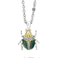 Jade Beetle Diamond Pendant Necklace