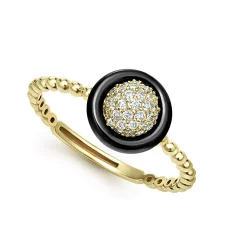 18K Gold and Black Ceramic Diamond Ring