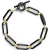 18K Gold and Black Ceramic Link Bracelet | 9mm