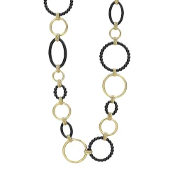 18K Gold and Black Ceramic Link Necklace | 24mm