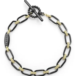18K Gold and Black Ceramic Link Bracelet | 6mm