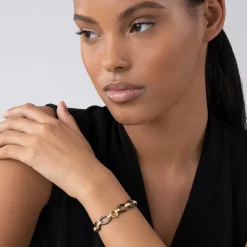 18K Gold and Black Ceramic Link Bracelet | 10mm