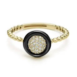 18K Gold and Black Ceramic Diamond Ring
