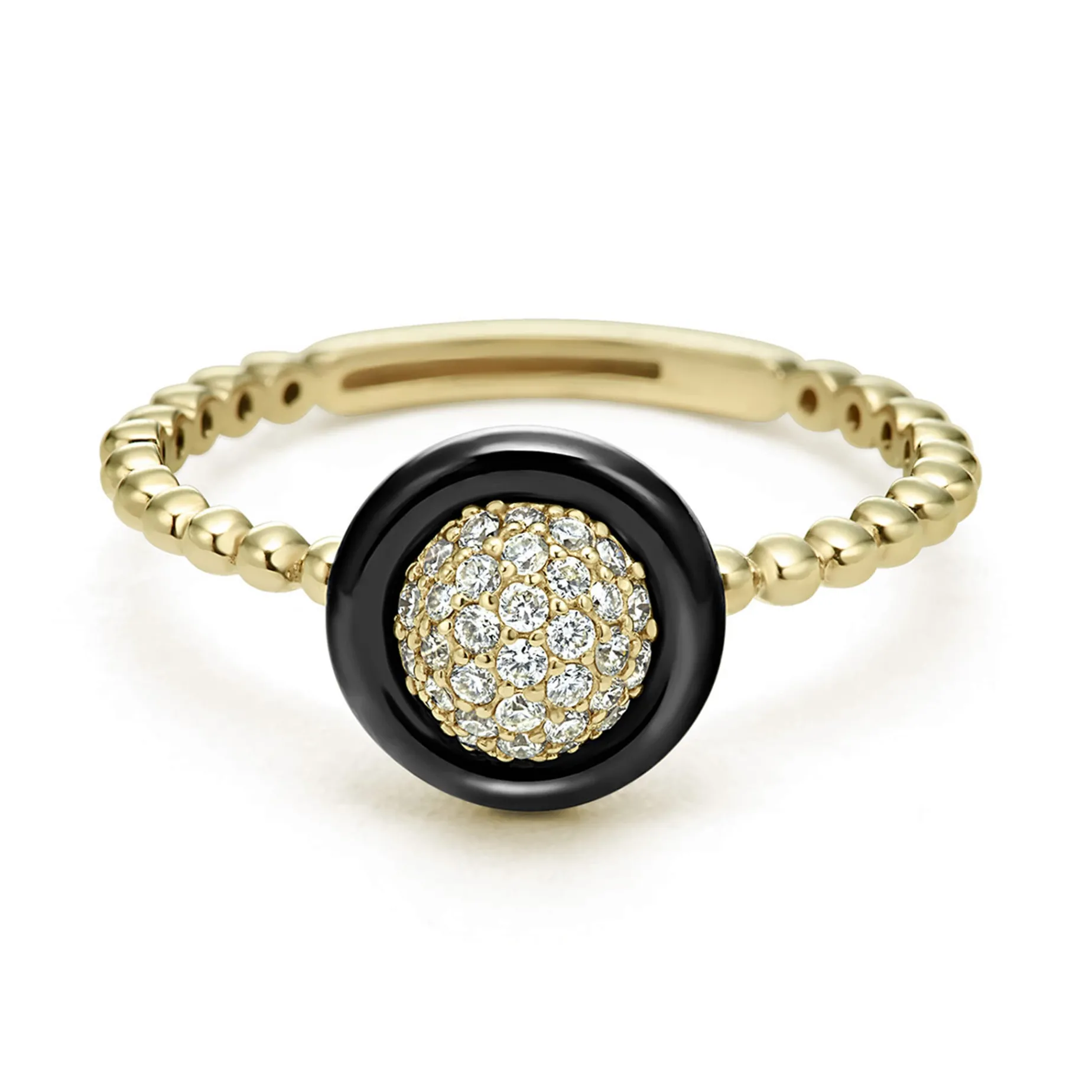 18K Gold and Black Ceramic Diamond Ring