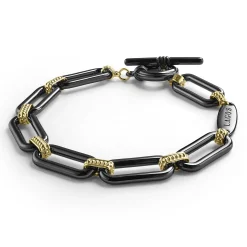 18K Gold and Black Ceramic Link Bracelet | 9mm