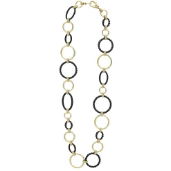 18K Gold and Black Ceramic Link Necklace | 24mm