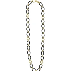 18K Gold and Black Ceramic Link Necklace | 10mm